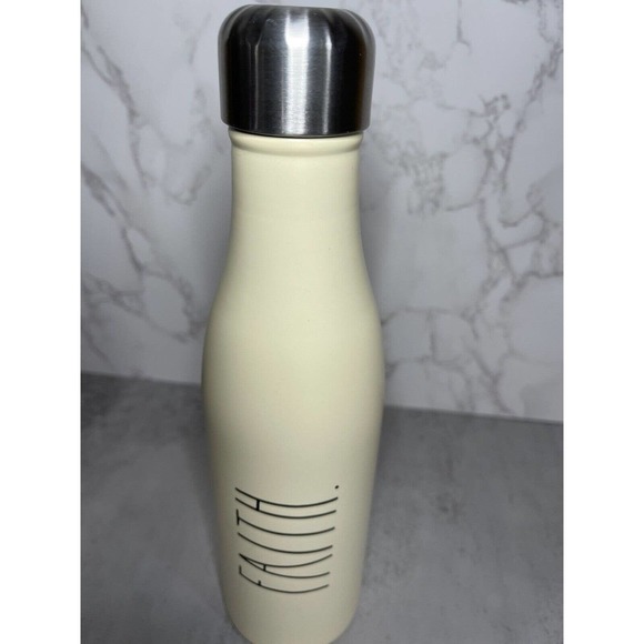 Rae Dunn Faith Stainless Steel Travel Water Bottle 17oz Ivory Gently Used - Picture 2 of 11